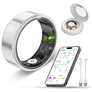 Smart Ring Health Tracker for Men Women-IP68 Waterproof, Size:8